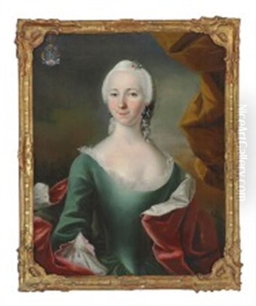 Portrait Of Anna Margrethe Benzon Oil Painting by Andreas Pedersen Bruenniche