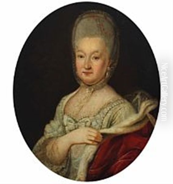 Portrait Of Johanne Sofie Amalie Bille Born Stiboldt Oil Painting by Andreas Pedersen Bruenniche