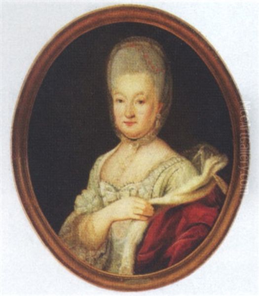 Portraet Af Johanne Sofie Amalie Bille Oil Painting by Andreas Pedersen Bruenniche