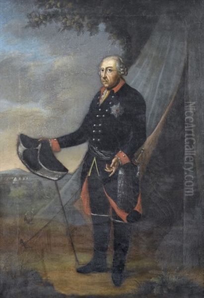 Bildnis Von Friedrich Ii, Konig Von Preussen Oil Painting by Hans Jakob Brunschweiler