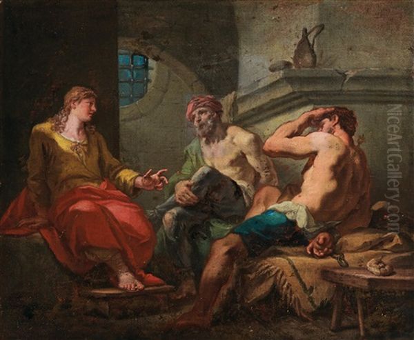 Joseph Interpreting The Dreams Of The Pharaoh Oil Painting by Girolamo Brusaferro