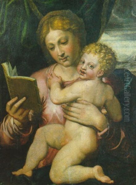 Madonna Con Bambino Oil Painting by Domenico (del Riccio) Brusasorci