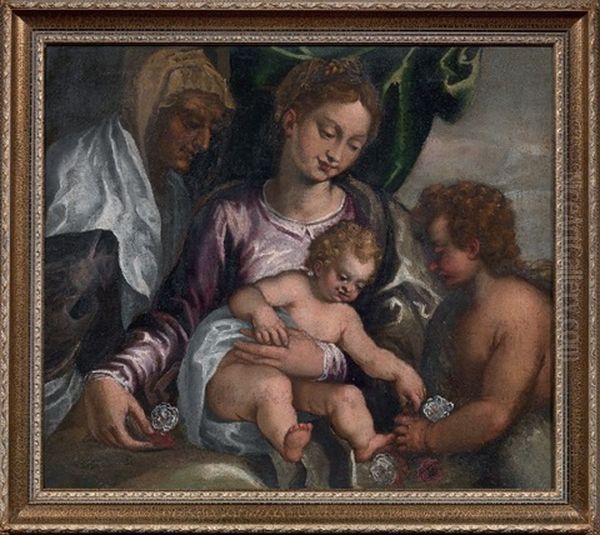 Madonna Col Bambino E I Santi Elisabetta E Giovannino Oil Painting by Felice Brusasorci