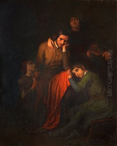 Ugolino With His Children And Grandchildren In Hunger Tower Oil Painting by Gustaf Henrik Brusewitz