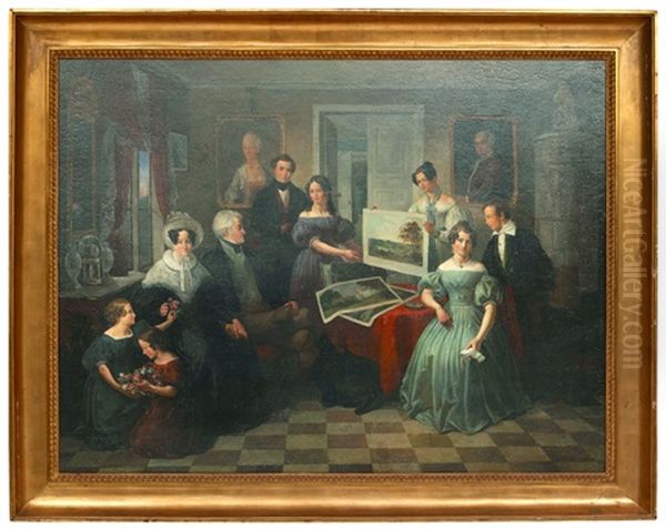 Brukspatron Gustaf Howing Pa Floda Med Sin Familj Oil Painting by Gustaf Henrik Brusewitz