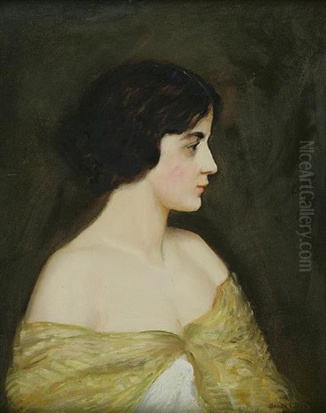 Portrait Of A Woman In A Yellow Shawl Oil Painting by George de Forest Brush