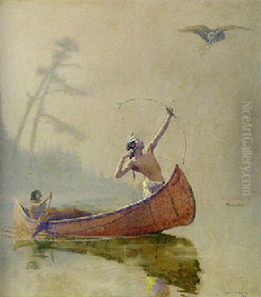 Indian Hunters In The Mist Oil Painting by George de Forest Brush