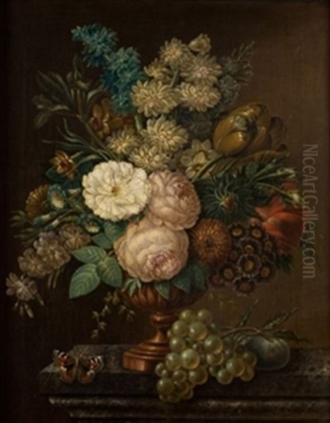 Jarron Con Flores Y Frutas Oil Painting by Paul Theodor van Bruessel