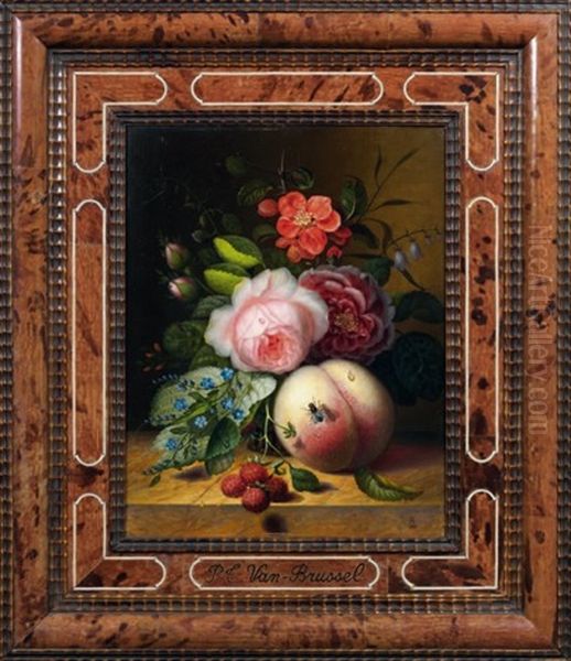 Nature Morte De Fruits Et Insectes Oil Painting by Paul Theodor van Bruessel