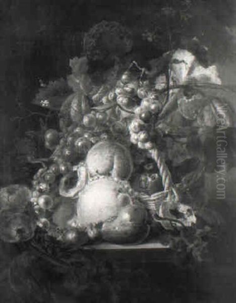 Blumen- Und Fruchtestilleben Oil Painting by Paul Theodor van Bruessel