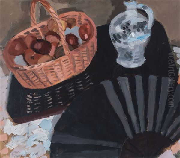 Still Life With Fan Ii Oil Painting by Jean Brusselmans