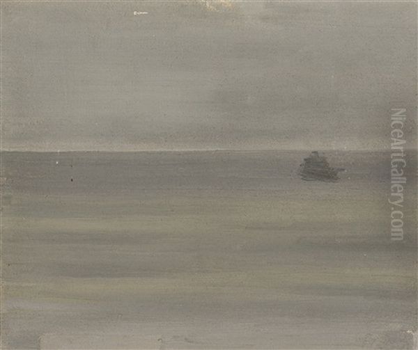 A Misty Sea Oil Painting by Jean Brusselmans