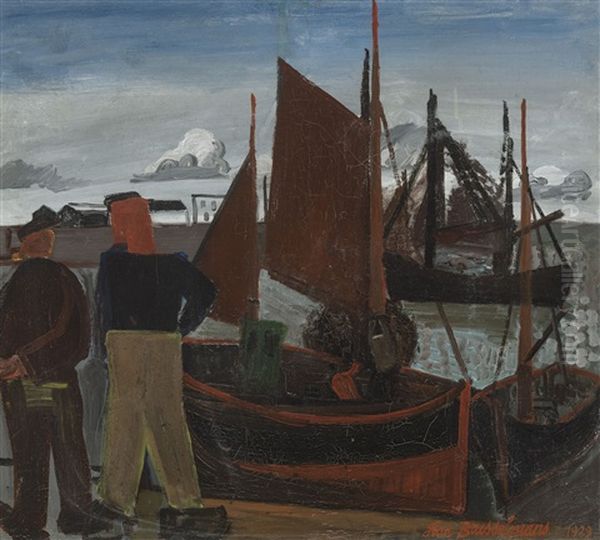 The Port Of Zeebruges (1929) Oil Painting by Jean Brusselmans