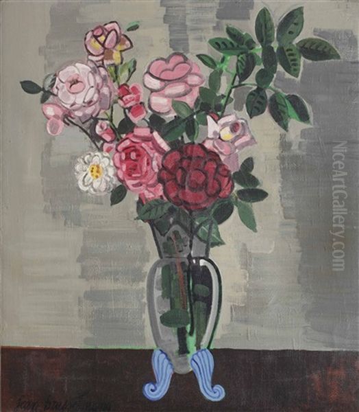 Roses Oil Painting by Jean Brusselmans