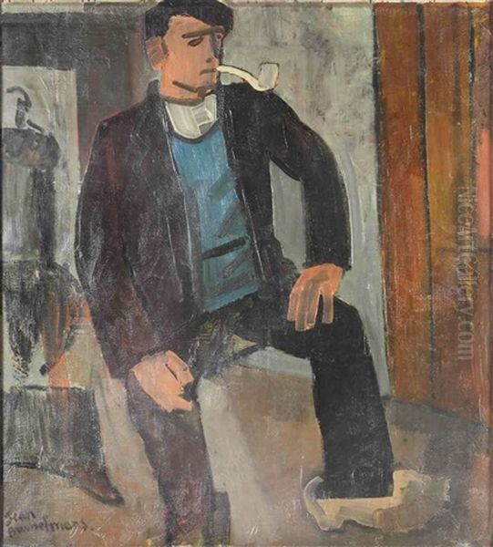 Man With A Pipe Oil Painting by Jean Brusselmans