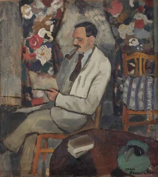 The Smoker (portrait Of Armand Frisch) Oil Painting by Jean Brusselmans