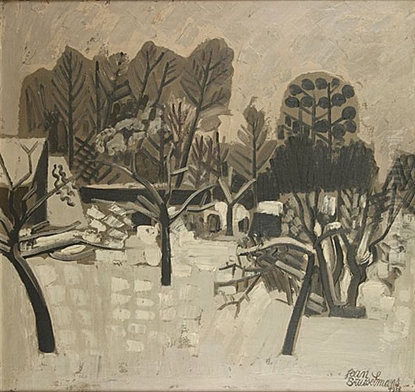 Sneeuw Te Dilbeek Oil Painting by Jean Brusselmans