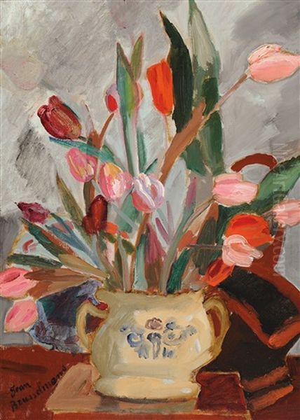 Tulipes Oil Painting by Jean Brusselmans