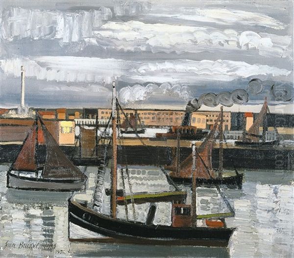 Vaargeul Te Oostende - Le Chenal A Ostende Oil Painting by Jean Brusselmans