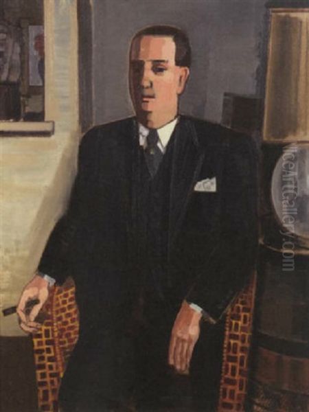 Portrait Of Gustave Van Geluwe Oil Painting by Jean Brusselmans