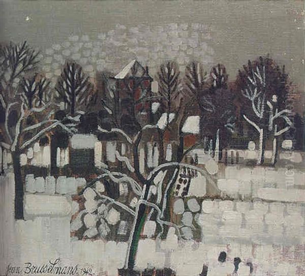 Tuin Onder De Sneeuw Oil Painting by Jean Brusselmans