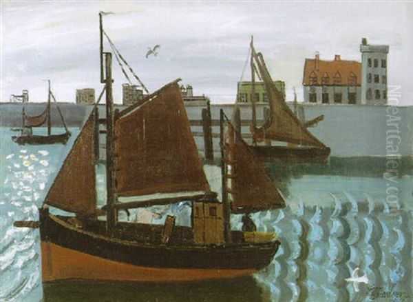 De Haven Van Zeebrugge Oil Painting by Jean Brusselmans