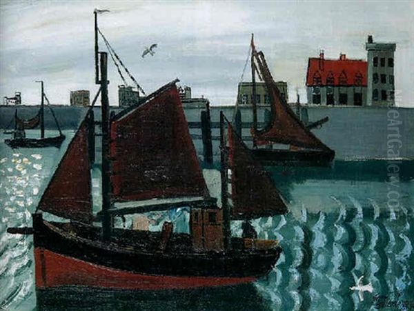 Haven Van Zeebrugge Oil Painting by Jean Brusselmans