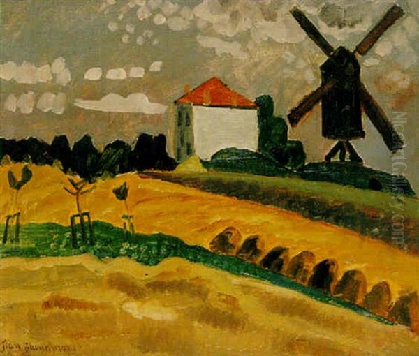 Paysage Avec Moulin Oil Painting by Jean Brusselmans