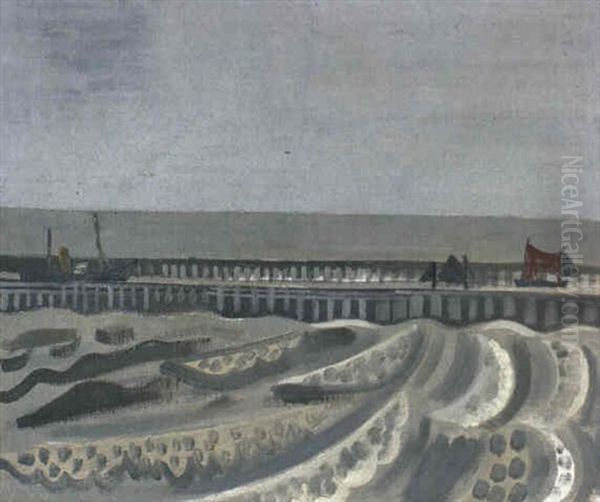 L'estacade D'ostende Oil Painting by Jean Brusselmans