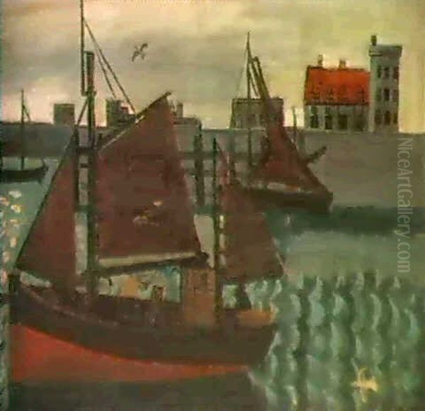 Le Port De Zeebruges Oil Painting by Jean Brusselmans