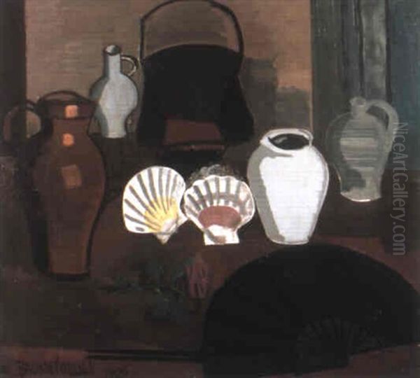 Nature Morte Aux Deux Coquilles Oil Painting by Jean Brusselmans