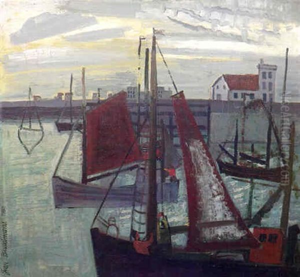 Haven Van Zeebrugge Oil Painting by Jean Brusselmans