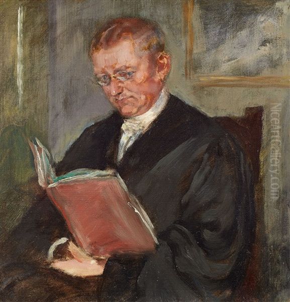 A Lawyer Reading Oil Painting by Ferdinand Brutt