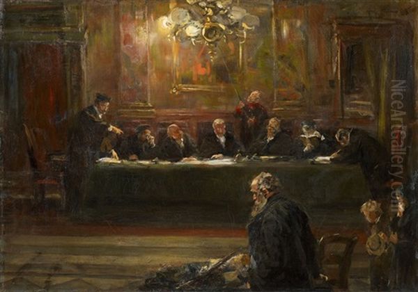 In Front Of The Judges Oil Painting by Ferdinand Brutt