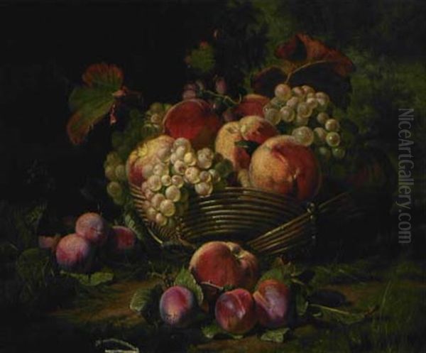 Obststillleben Mit Pfirschen, Trauben Und Pflaumen Oil Painting by Marc Laurent Bruyas