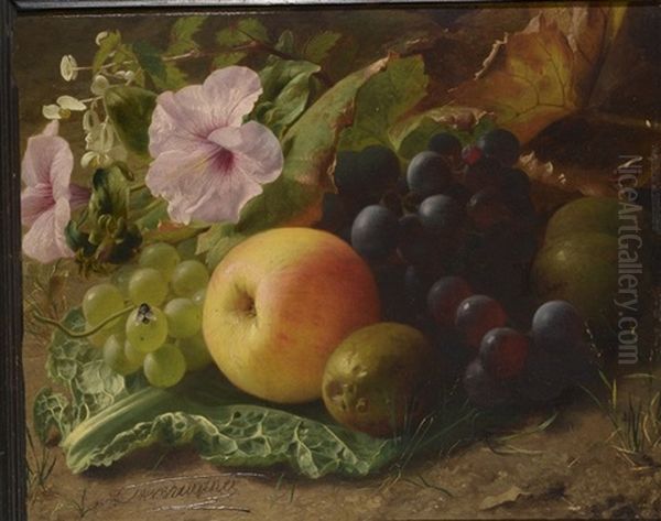 Nature Morte Aux Fleurs Et Fruits Oil Painting by Francois Antoine de Bruycker