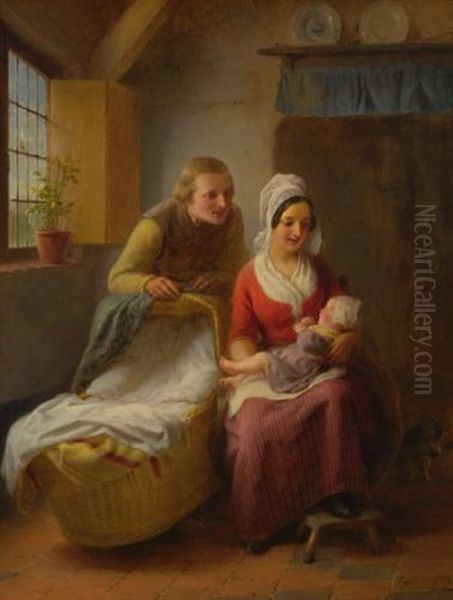 The First Born Oil Painting by Francois Antoine de Bruycker