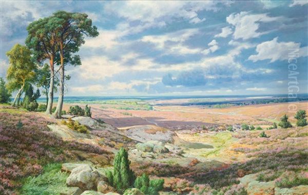 Heide (aus Dem Morgennebel Erwacht Der Sonnige Tag) Oil Painting by Hermann De Bruycker