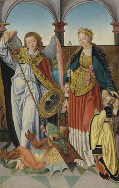 Saints Michael And Ursula Oil Painting by Bartholomaeus Bruyn the Elder