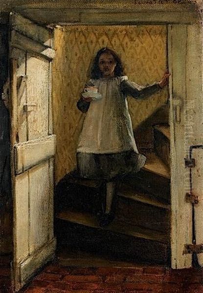 Jeune Fille Descendant Un Escalier Oil Painting by Laura Theresa Epps Alma-Tadema