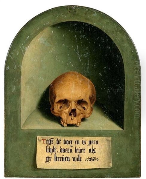 Portrat Eines Burgerlichen Ehepaares (diptych, + Momento-mori-darstellung, Verso) Oil Painting by Bartholomaeus Bruyn the Elder