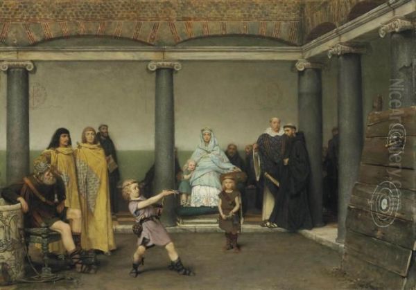 The Education Of The Children Of Clotilde And Clovis Oil Painting by Sir Lawrence Alma-Tadema