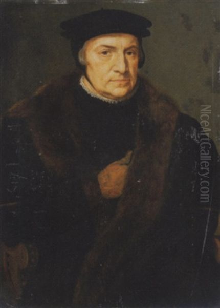 Portrait D'homme Au Manteau De Fourrure Oil Painting by Bartholomaeus Bruyn the Elder