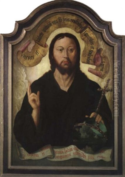 Christus Als Salvator Mundi Oil Painting by Bartholomaeus Bruyn the Elder