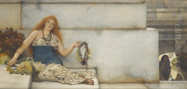 The Garland Seller Oil Painting by Sir Lawrence Alma-Tadema