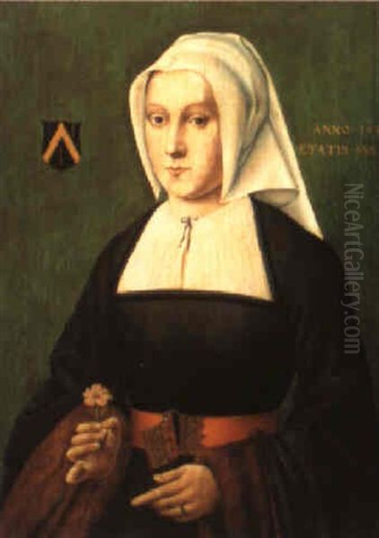 Portrait Of A Lady Of The Chaulnes Family Oil Painting by Bartholomaeus Bruyn the Elder