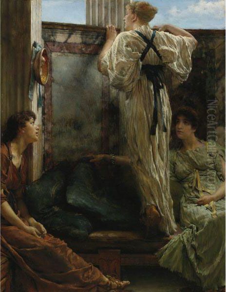 Who Is It? (inquisitive) Oil Painting by Sir Lawrence Alma-Tadema