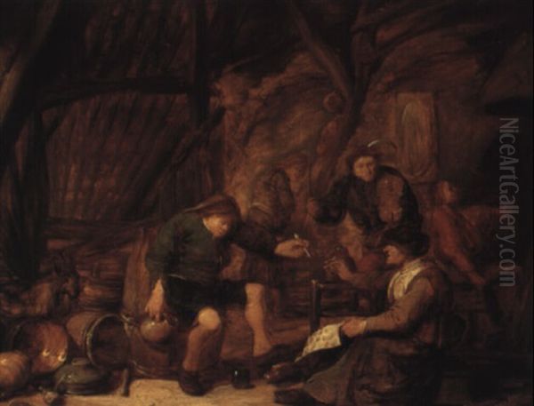 Peasants Carousing In A Tavern Oil Painting by Bartholomaeus (Barthel) Bruyn the Younger