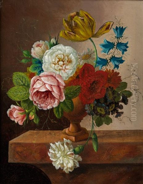 Blumenstillleben Oil Painting by Johannes Cornelis de Bruyn