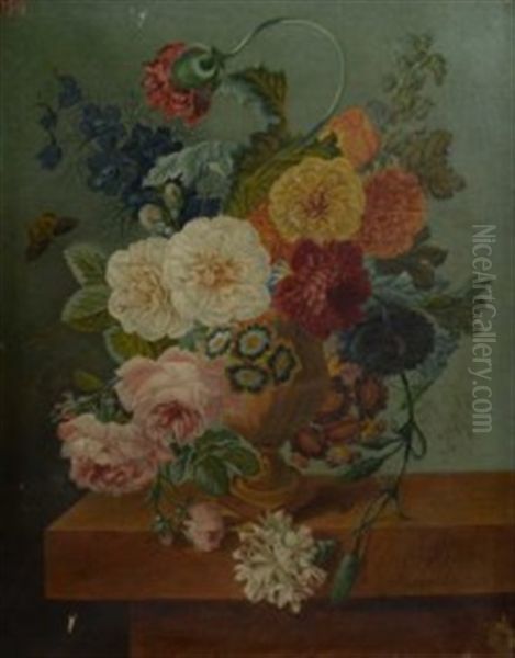 Nature Morte Aux Fleurs Oil Painting by Johannes Cornelis de Bruyn